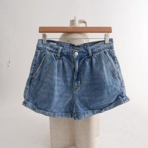 American Eagle | high waisted denim shorts pleat front cotton 6